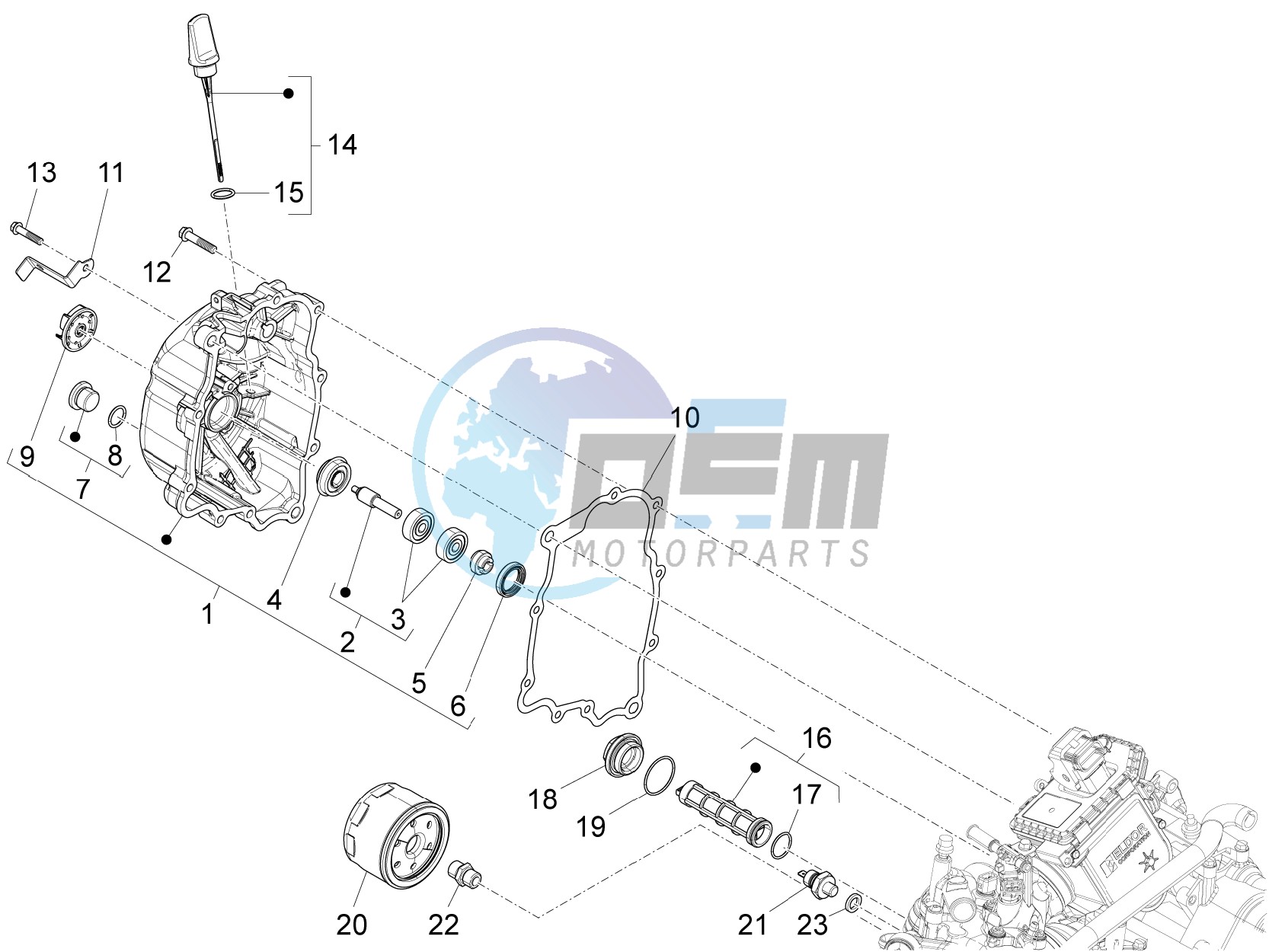 Flywheel magneto cover - Oil filter