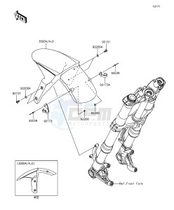 Z1000 ABS ZR1000GEFA FR GB XX (EU ME A(FRICA) drawing Front Fender(s)