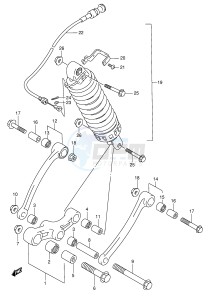 GSX750F (E2) drawing REAR CUSHION LEVER (SEE NOTE)