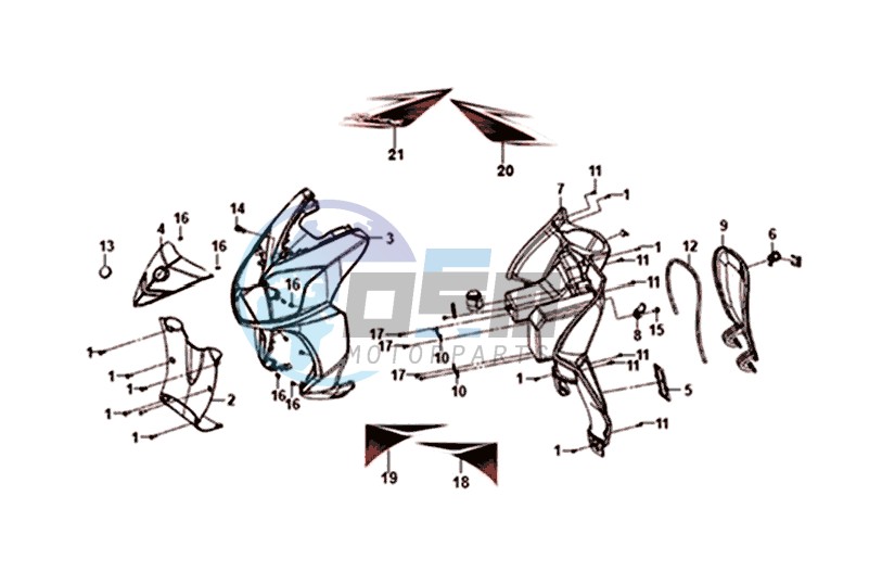 FRONT COWL/INNER LEG SHIELD/INDICATOR LIGHTS