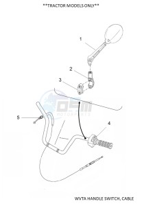 YFM450FWBD KODIAK 450 (B5R2) drawing WVTA HANDLE SWITCH, CABLE