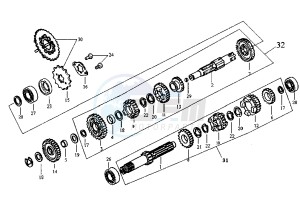 HUSKY - 125 cc drawing GEAR BOX