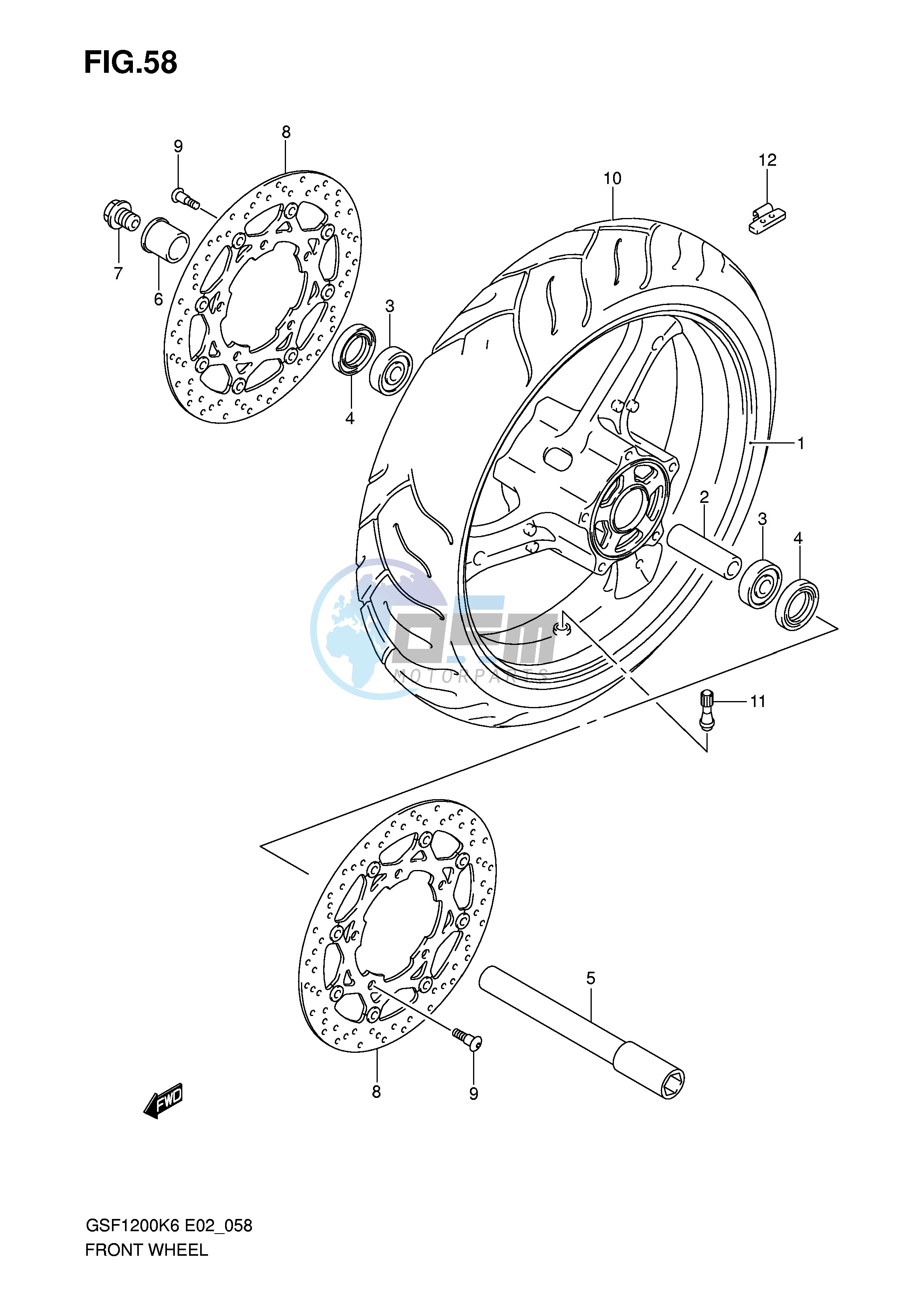 FRONT WHEEL (GSF1200K6 SK6)