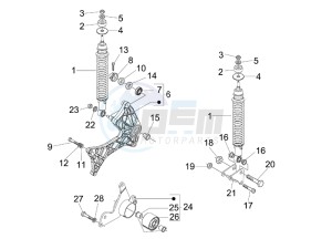 GTS 125 4T E3 drawing Rear suspension - Shock absorber - s