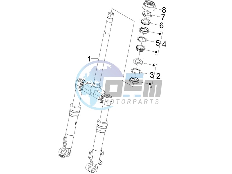 Fork steering tube - Steering bearing unit