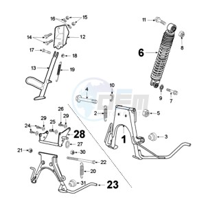 METAL XA BE drawing REAR SHOCK AND STAND