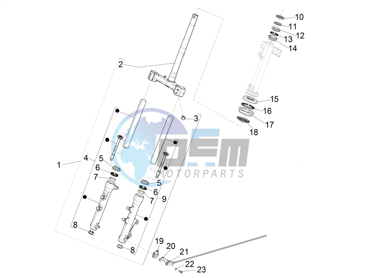 Fork/steering tube - Steering bearing unit