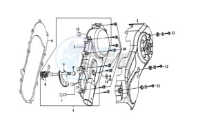 EURO MX 125 DUAL DISK 50 drawing CRANKCASE COVER LEFT