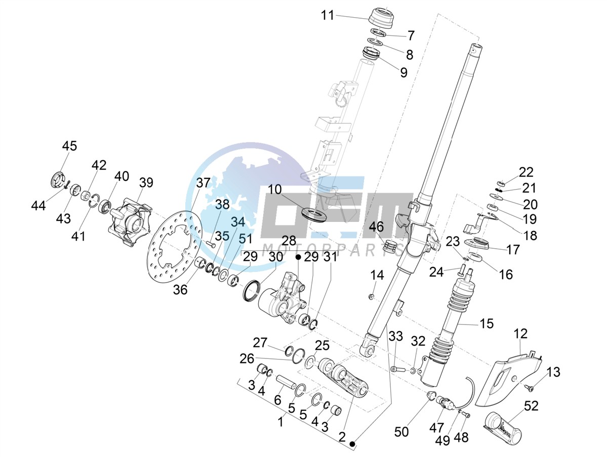 Fork/steering tube - Steering bearing unit