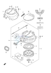 DF 25 V-Twin drawing Magneto Cover/Recoil Starter/Silencer Non-Remote Control