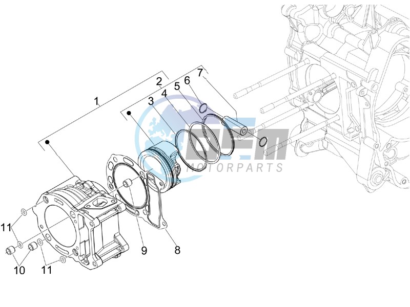 Cylinder - piston - wrist pin unit