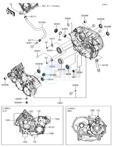 BRUTE FORCE 750 4x4i EPS KVF750GJF EU drawing Crankcase