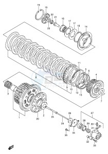 GSX-R1100W (E2) drawing CLUTCH (MODEL P R)