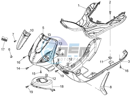 Front shield-foot board-spoiler