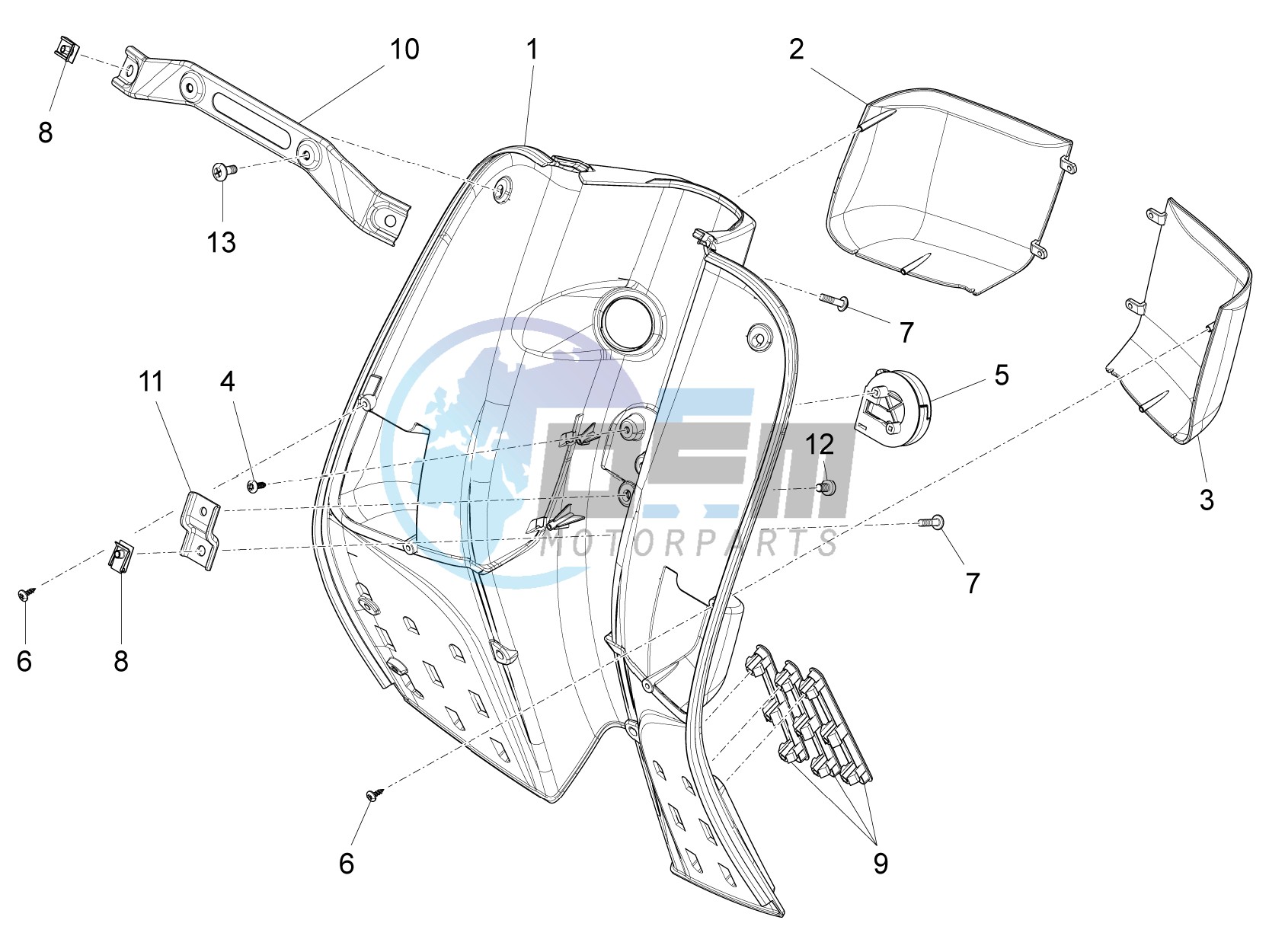 Front glove-box - Knee-guard panel