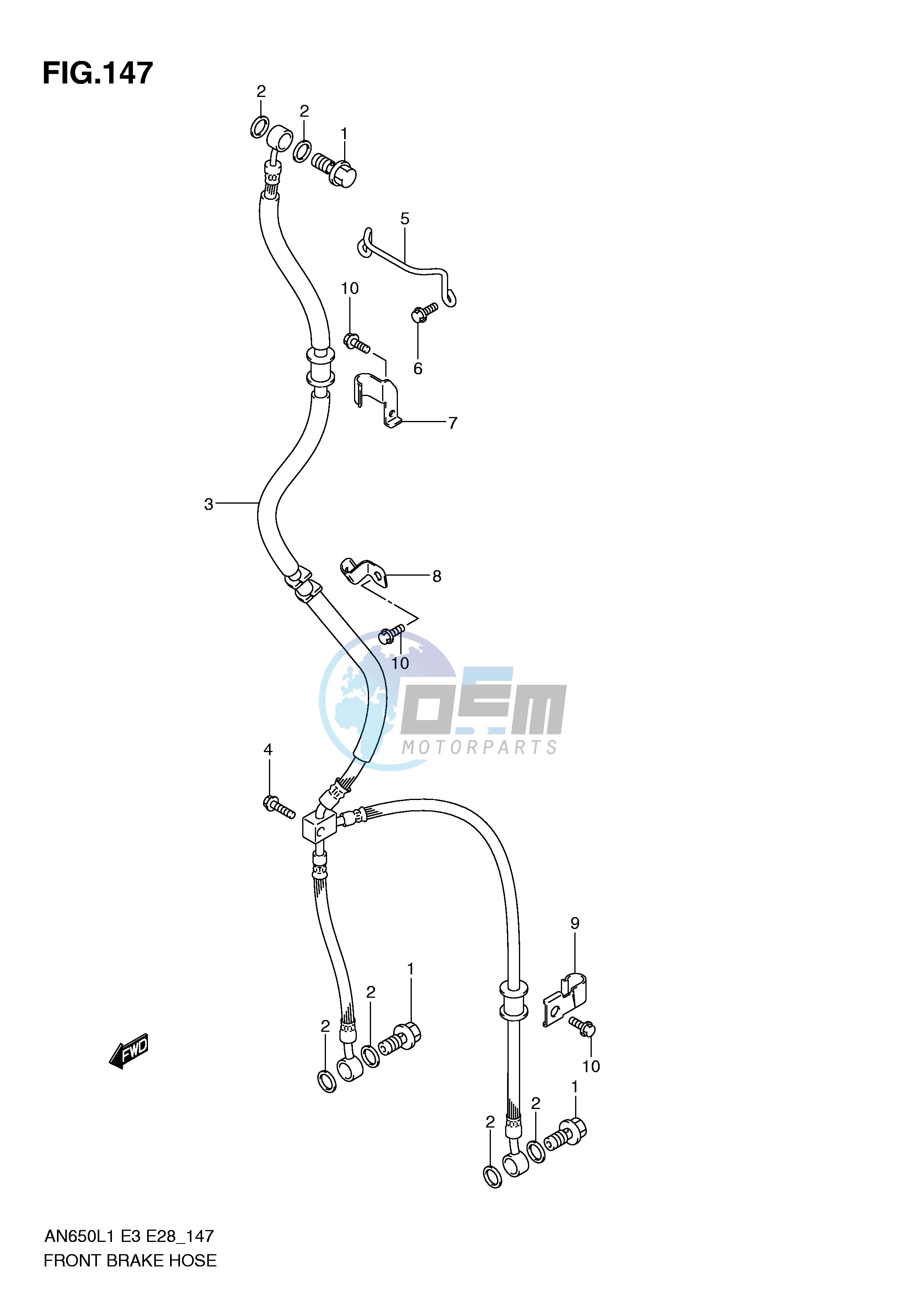 FRONT BRAKE HOSE (AN650L1 E33)