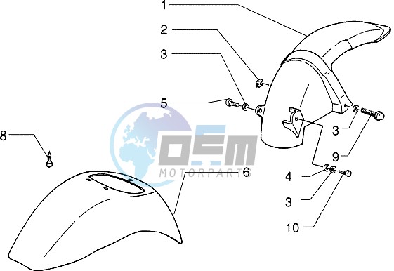 Front and rear mudguard