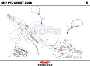 SMX PRO STREET 50 drawing HANDLEBAR - CONTROLS