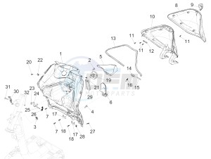 Liberty 125 iGet 4T 3V ie ABS (EMEA) drawing Front glove-box - Knee-guard panel