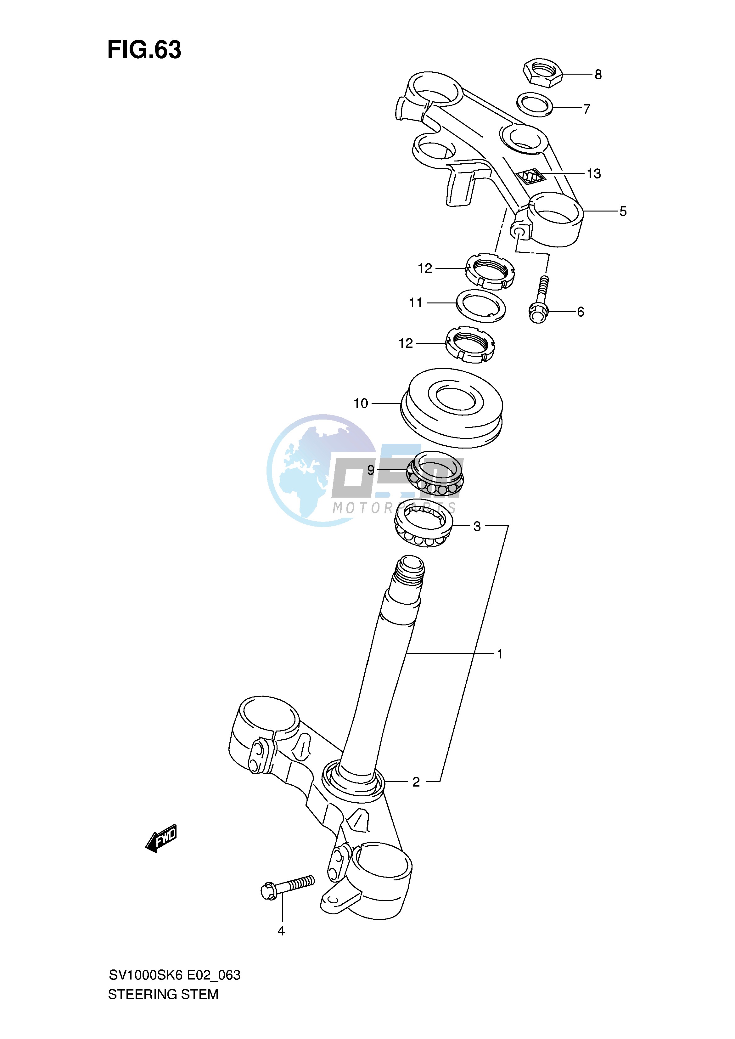 STEERING STEM (SV1000SK6 S1K6 S2K6 SK7 S2K7)