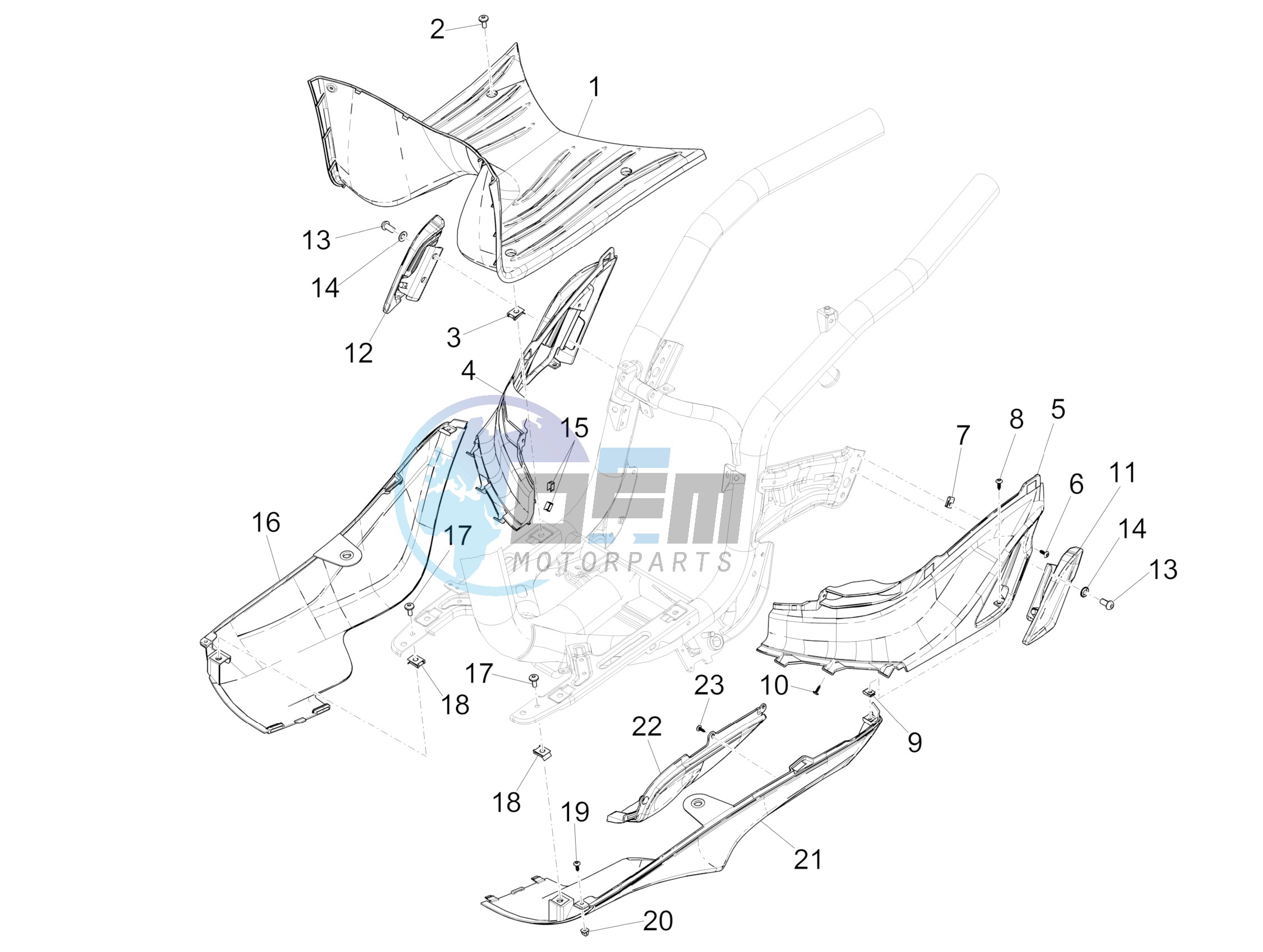 Central cover - Footrests