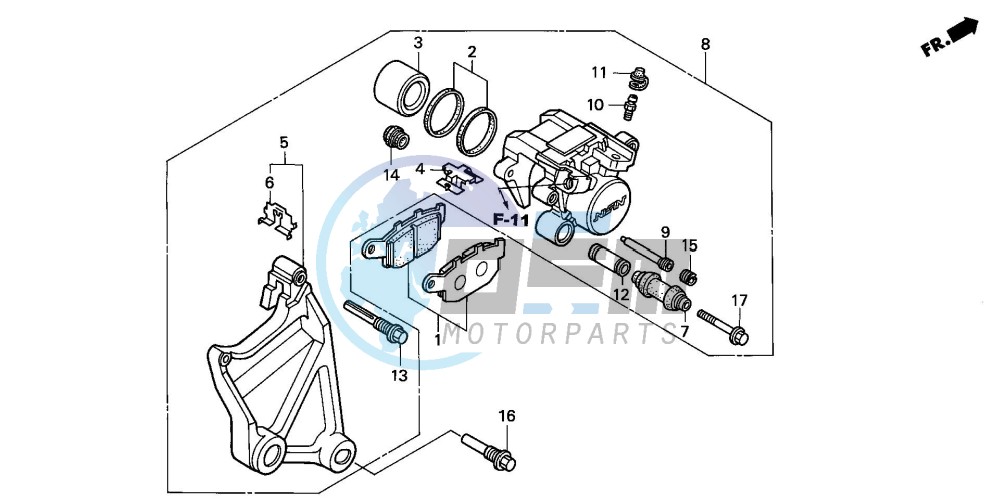 REAR BRAKE CALIPER (NT650VW/X/Y/1)