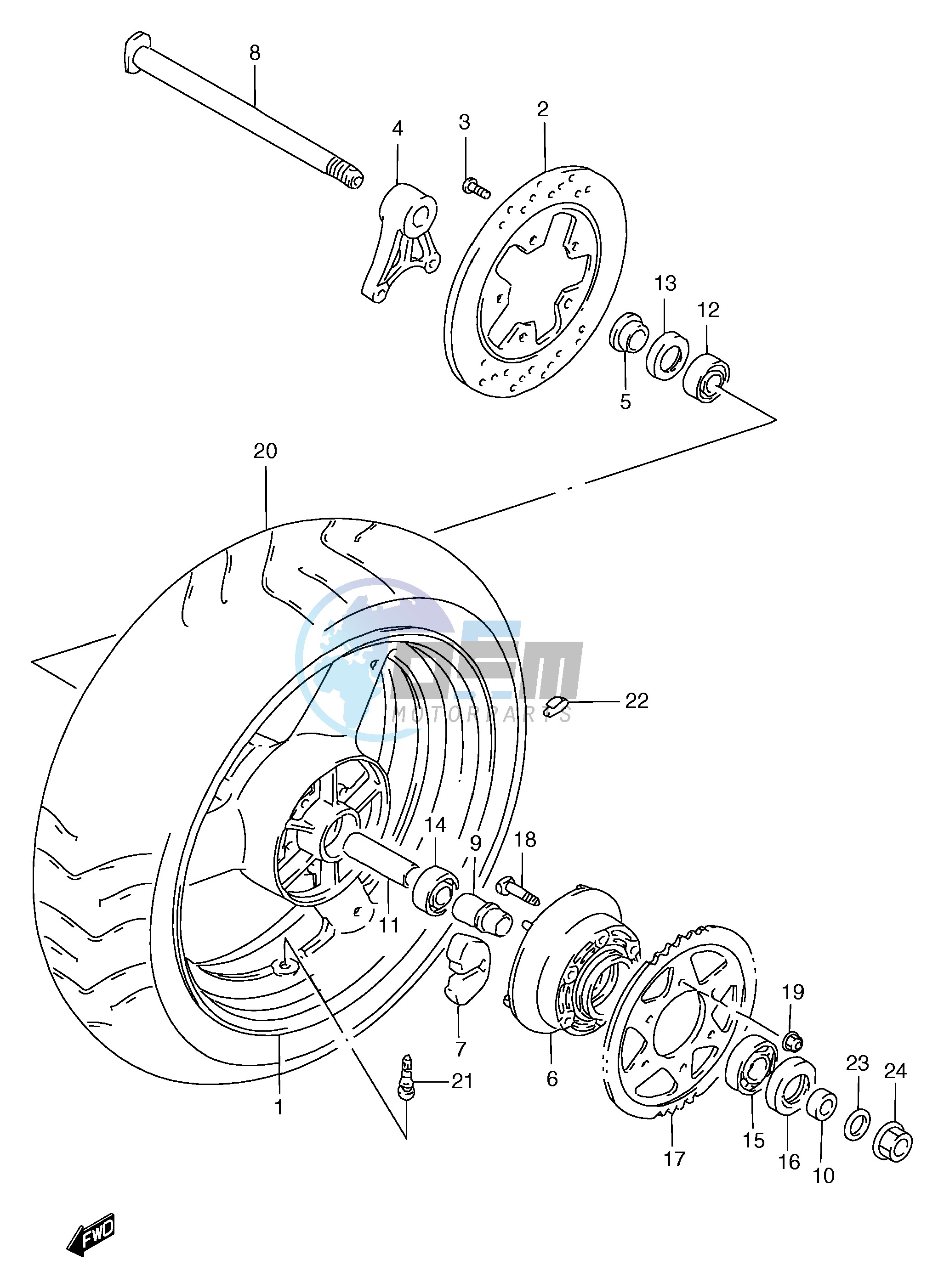 REAR WHEEL (GSF1200T V W X Y ST SV SW SX SY)