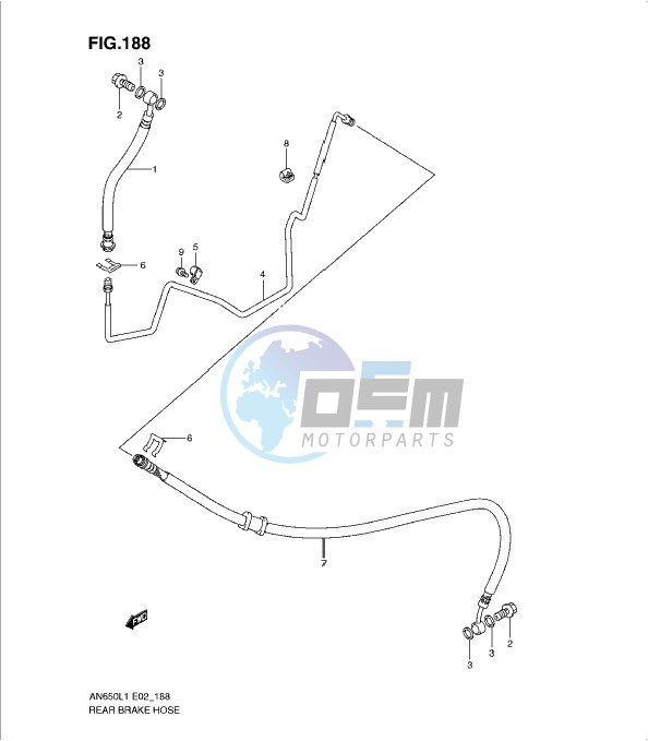 REAR BRAKE HOSE (AN650L1 E19)