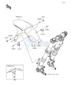 Z1000 ABS ZR1000GGF FR GB XX (EU ME A(FRICA) drawing Front Fender(s)