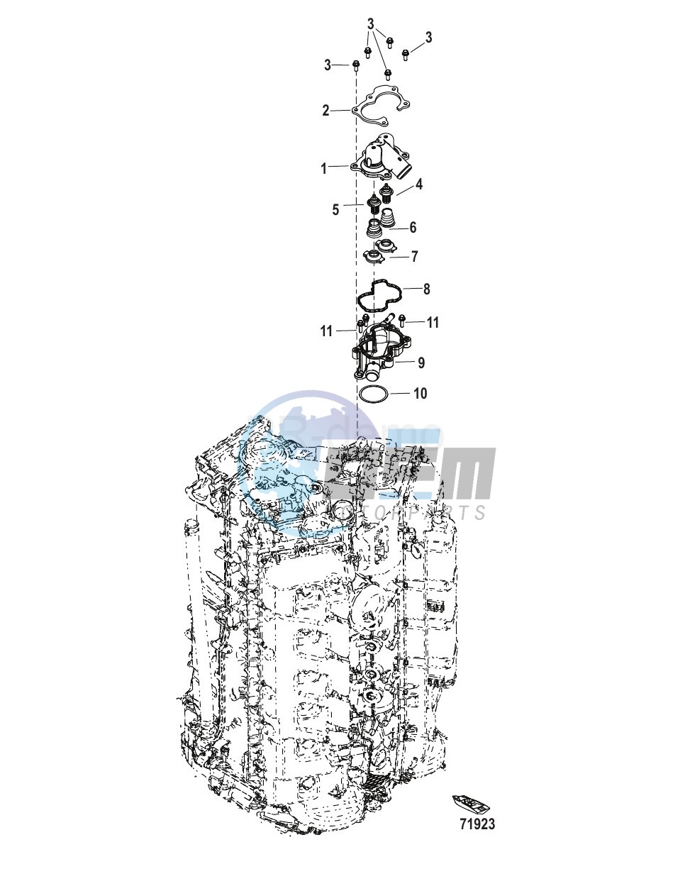 Cooling Thermostat, Serial 3B332191 and Below