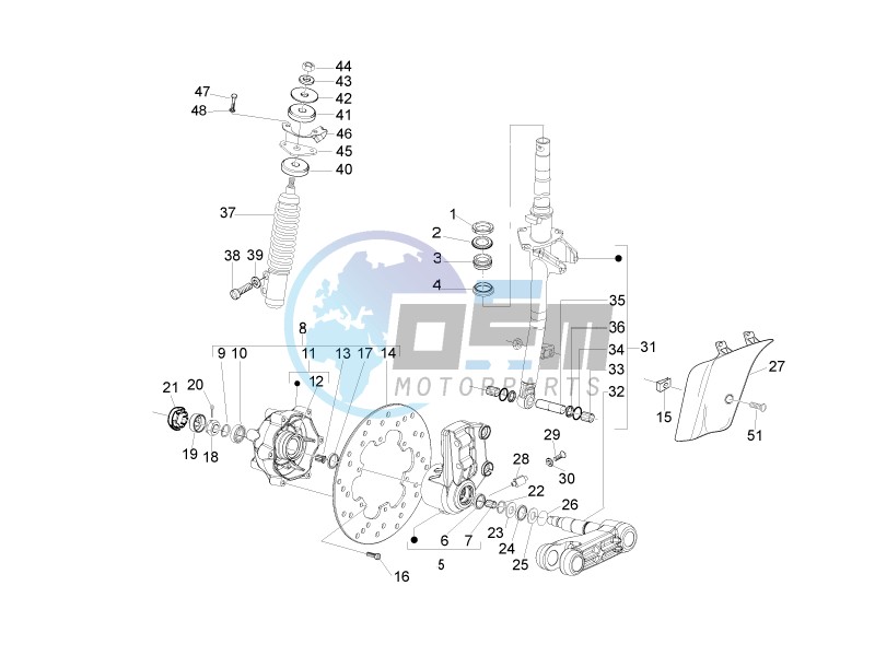 Fork - steering tube - Steering bearing unit