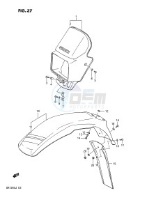 DR125S (E2) drawing HEADLAMP COVER - FRONT FENDER (MODEL F E18,E24)