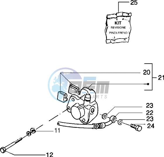 Front brake caliper (Vehicle with rear drum brake)