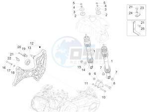 GTS 300 ie ABS (NAFTA) drawing Rear suspension - Shock absorber/s