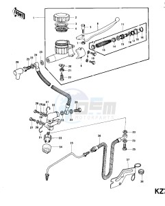 KZ 750 B (B1-B4) drawing FRONT MASTER CYLINDER -- KZ750-B1_B2- -