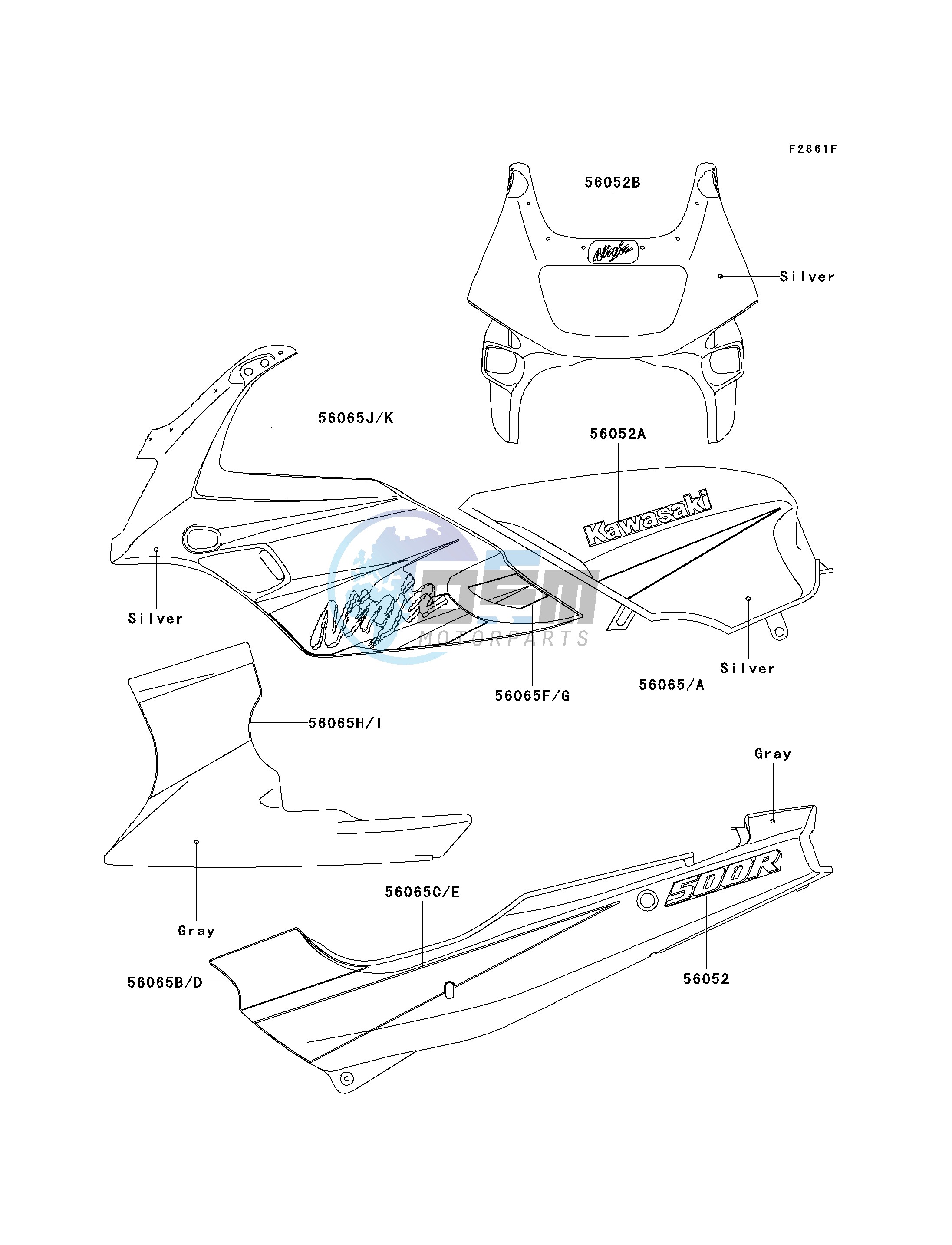 DECALS-- SILVER- --- EX500-D9- --- CN- -