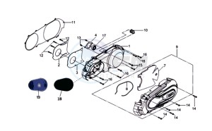 GTS 250 EVO drawing CRANKCASE COVER LEFT