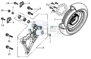 HD 125 EVO drawing REAR WHEEL / REAR FORK