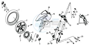 CITYCOM 300 EFI drawing FRONT WHEEL / FRONT FORK