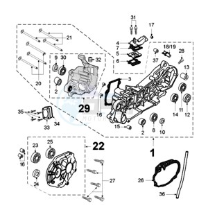 VIVA RSL4 drawing CRANKCASE WITH SHORT MOUNT RUBBERS