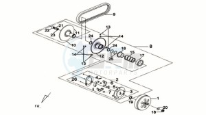 QUAD LANDER 250 drawing CLUTCH FRONT AND REAR