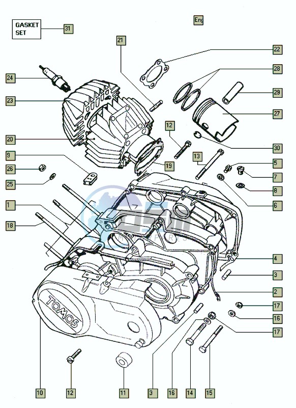 Crankcase-cylinder-piston