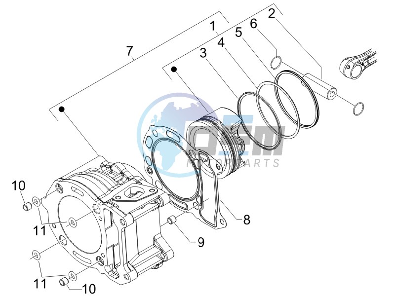 Cylinder - Piston - Wrist pin unit