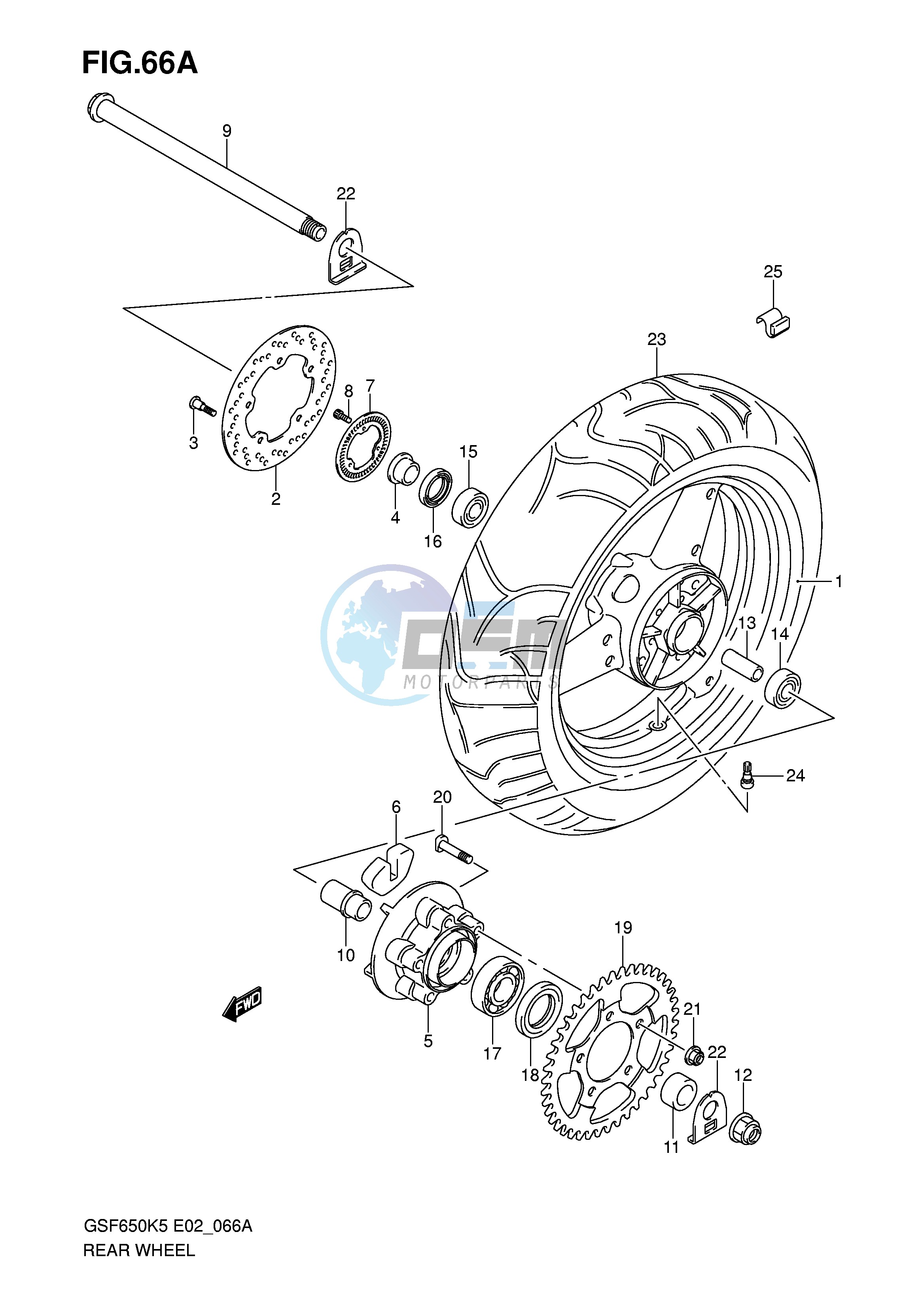 REAR WHEEL (GSF650AK5 UAK5 SAK5 SUAK5 AK6 UAK6 SAK6 SUAK6)