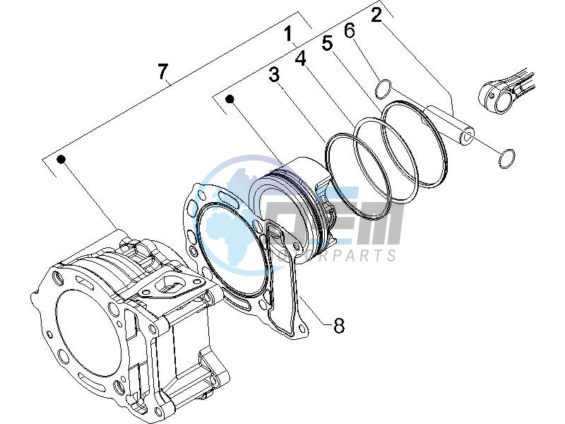 Cylinder - Piston - Wrist pin unit