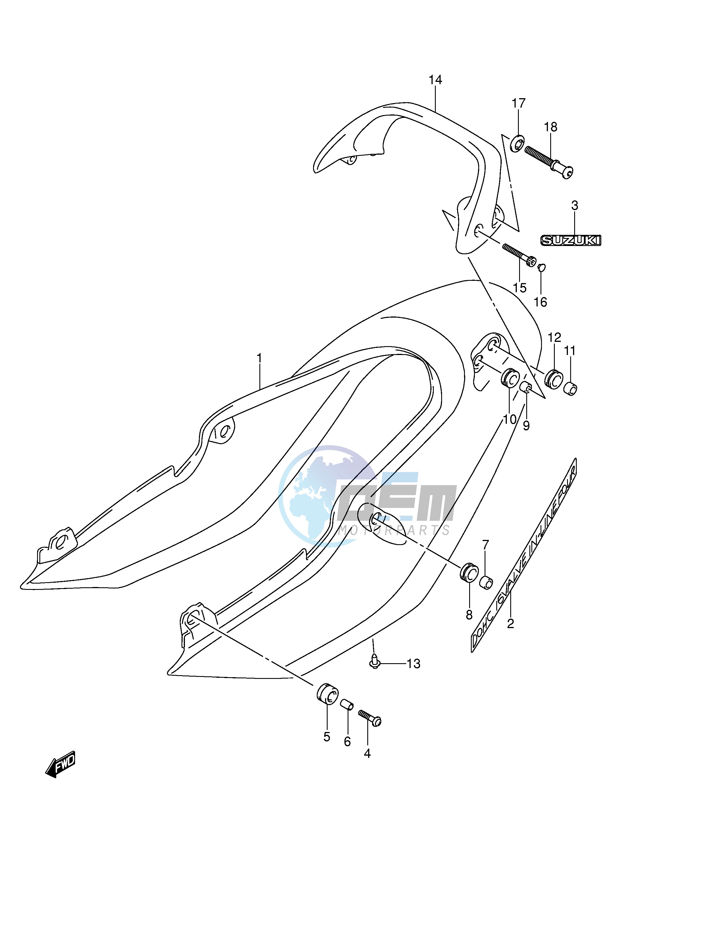 SEAT TAIL COVER (GSF600SK4 SUK4)