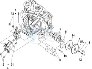 X7 125 ie Euro 3 drawing Camshaft - Rocking levers support unit