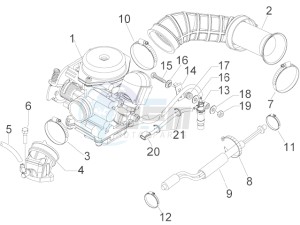 Fly 50 4T 4V USA (EMEA) drawing Carburettor, assembly - Union pipe