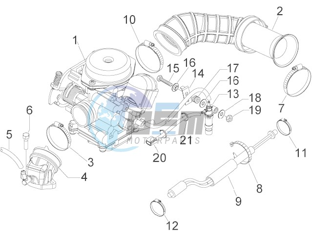 Carburettor, assembly - Union pipe