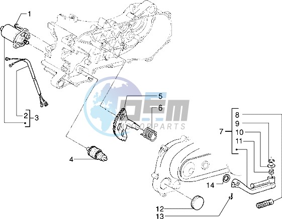 Starting motor-starter lever